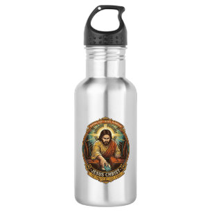 Jesus hat das Telefon zwischen Autositzen Schwarze Edelstahlflasche