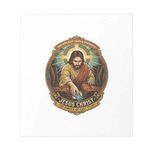 Jesus hat das Telefon zwischen Autositzen Schwarze Notizblock