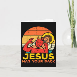 Jesus hat deinen Rücken - Retro Sonnenuntergang Je Karte