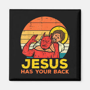 Jesus hat deinen Rücken - Retro Sonnenuntergang Je Magnet