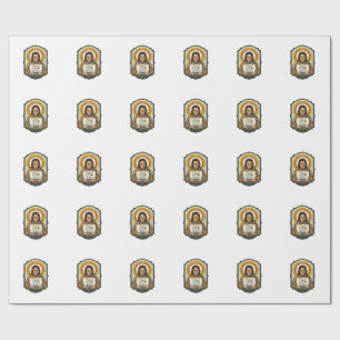Jesus hat Gesichtsentriegelung mit Maske bei Tech- Geschenkpapier