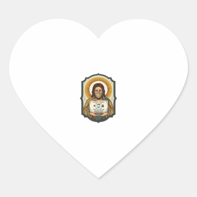 Jesus hat Gesichtsentriegelung mit Maske bei Tech- Herz-Aufkleber (Vorderseite)