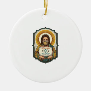 Jesus hat Gesichtsentriegelung mit Maske bei Tech- Keramik Ornament