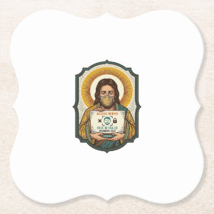 Jesus hat Gesichtsentriegelung mit Maske bei Tech- Untersetzer