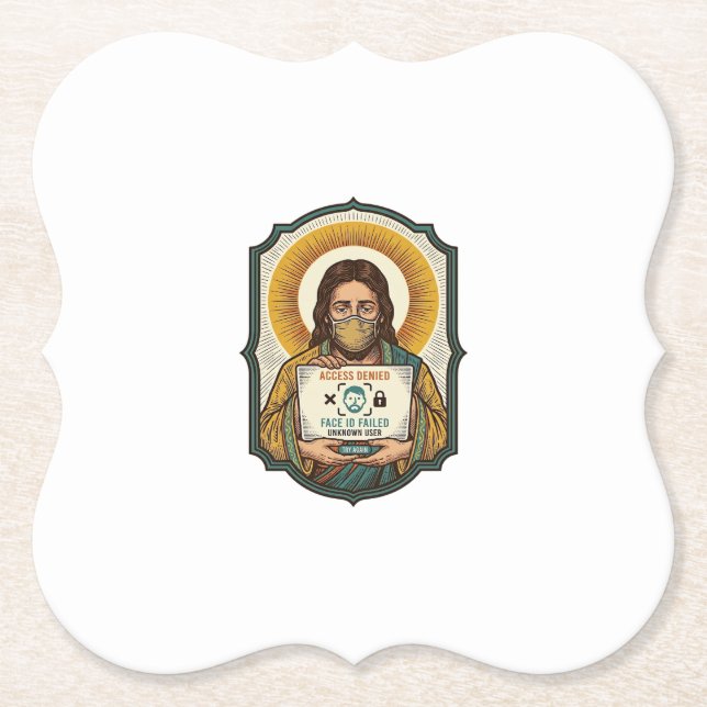 Jesus hat Gesichtsentriegelung mit Maske bei Tech- Untersetzer (Vorderseite)