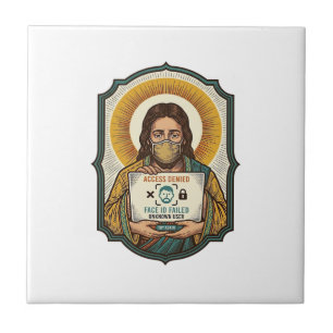 Jesus hat Gesichtserkennung mit Maske bei Face Unl Fliese