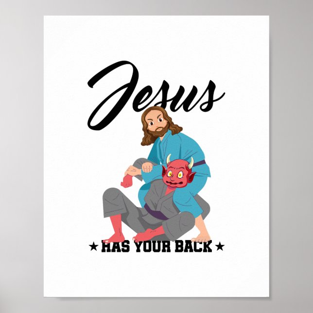 Jesus hat Ihren Rücken Jiu-Jitsu BJJ Funny MIXED M Poster (Vorne)