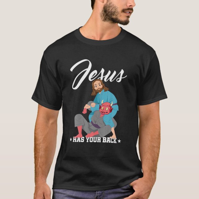 Jesus hat Ihren Rücken Jiu-Jitsu BJJ Funny MIXED M T-Shirt (Vorderseite)