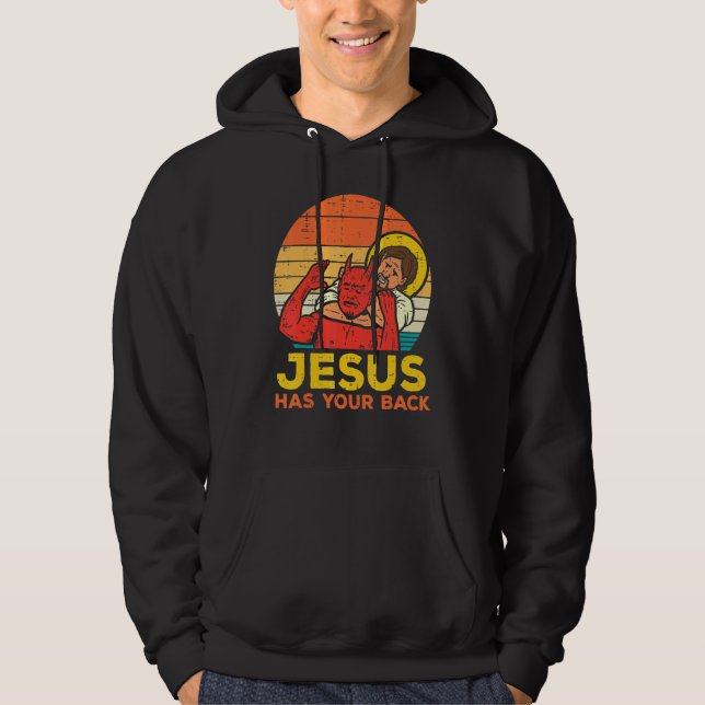 Jesus hat Ihren Rücken Jiu Jitsu Retro Christliche Hoodie (Vorderseite)