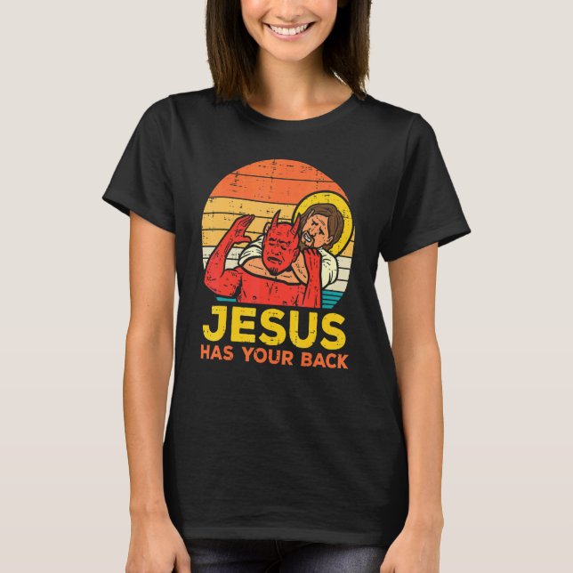 Jesus hat Ihren Rücken Jiu Jitsu Retro Christliche T-Shirt (Vorderseite)