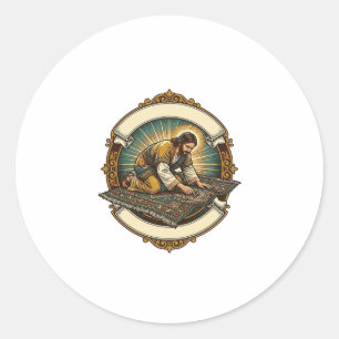 Jesus hat kleine Schraube dicke Teppich DIY Humor_ Runder Aufkleber