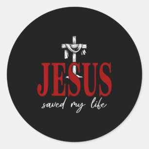 Jesus hat mein Leben gerettet Kreuz Glaube Christl Runder Aufkleber