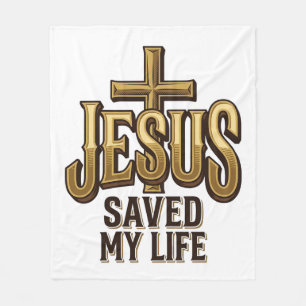 Jesus hat mein Leben gerettet Kreuz Vintage Fleecedecke