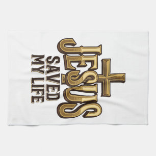 Jesus hat mein Leben gerettet Kreuz Vintage Geschirrtuch
