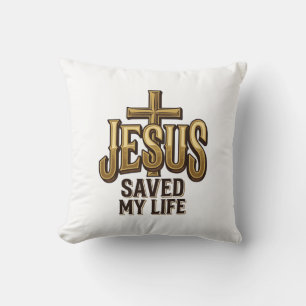 Jesus hat mein Leben gerettet Kreuz Vintage Kissen