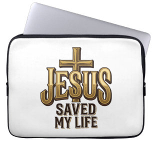 Jesus hat mein Leben gerettet Kreuz Vintage Laptopschutzhülle