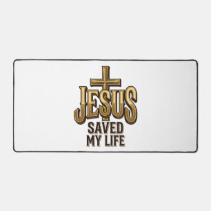 Jesus hat mein Leben gerettet Kreuz Vintage Schreibtischunterlage