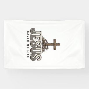 Jesus hat mein Leben gerettet Vintage-Engraving Ch Banner