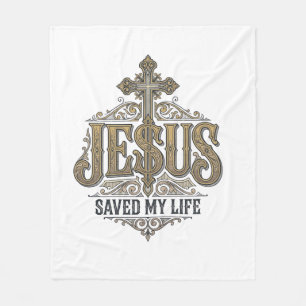 Jesus hat mein Leben gerettet Vintage-Engraving Ch Fleecedecke