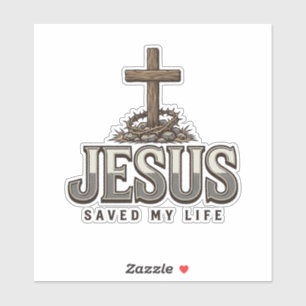 Jesus hat mein Leben gerettet Vintage Gravur Chris Aufkleber