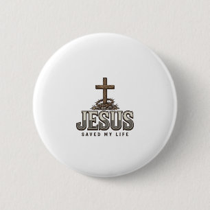 Jesus hat mein Leben gerettet Vintage Gravur Chris Button