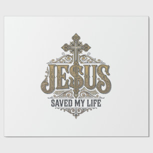 Jesus hat mein Leben gerettet Vintage Gravur Chris Geschenkpapier