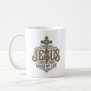 Jesus hat mein Leben gerettet Vintage Gravur Chris Kaffeetasse