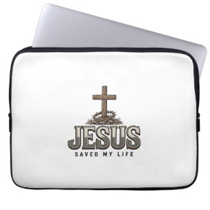 Jesus hat mein Leben gerettet Vintage Gravur Chris Laptopschutzhülle