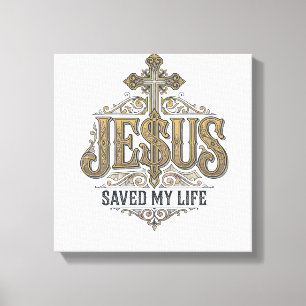 Jesus hat mein Leben gerettet Vintage Gravur Chris Leinwanddruck