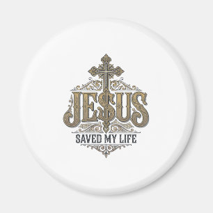Jesus hat mein Leben gerettet Vintage Gravur Chris Magnet