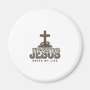 Jesus hat mein Leben gerettet Vintage Gravur Chris Magnet