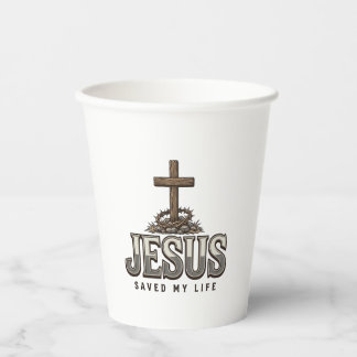 Jesus hat mein Leben gerettet Vintage Gravur Chris Pappbecher