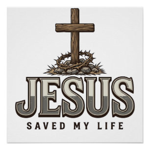 Jesus hat mein Leben gerettet Vintage Gravur Chris Poster