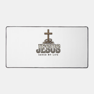 Jesus hat mein Leben gerettet Vintage Gravur Chris Schreibtischunterlage