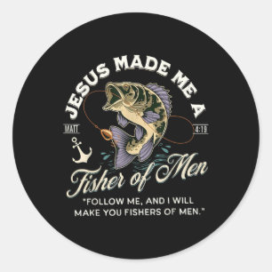 Jesus hat mich zu einem Fisch der Männer gemacht, Runder Aufkleber