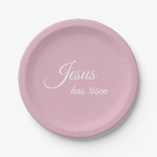 Jesus hat Pastel Pink Christlichen Ostern Pappteller