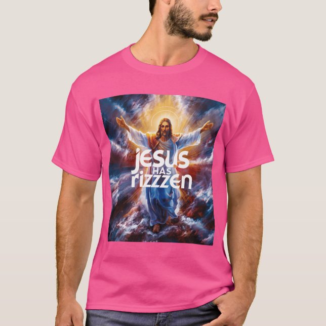 Jesus hat Rizzen. Funny Christlich Meme T-Shirt (Vorderseite)