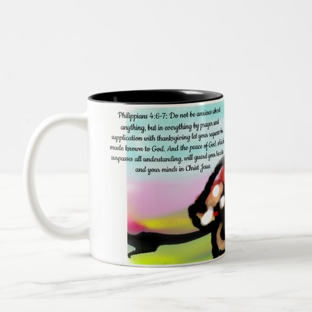 Jesus hat Sorge Zweifarbige Tasse (Links)