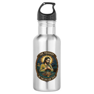 Jesus hat spät nachts Taco-Straßenessen betrunken Edelstahlflasche