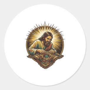 Jesus hat winzige SD-Karte fallen gelassen Verlore Runder Aufkleber