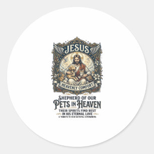 Jesus Haustier Gedenk Erinnerungs-Shirt Christlich Runder Aufkleber