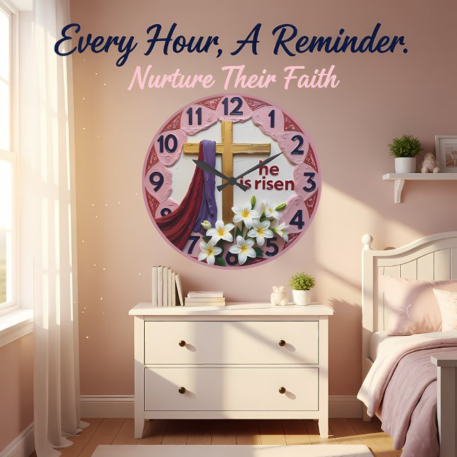 Jesus He Is Risen Easter Große Wanduhr (Von Creator hochgeladen)