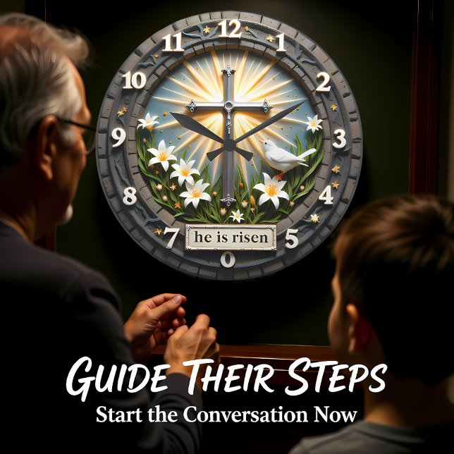 Jesus He Is Risen Radiant Große Wanduhr (Von Creator hochgeladen)