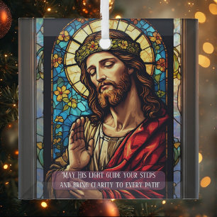 Jesus Heiland der Armen Weihnachtszitat  Ornament Aus Glas