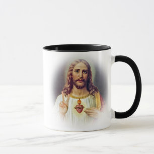Jesus Heiliges Herz Friedenszeichen Porträt Tasse