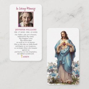Jesus Heiliges Herz in Lilien Religiöse Gebetskart Visitenkarte