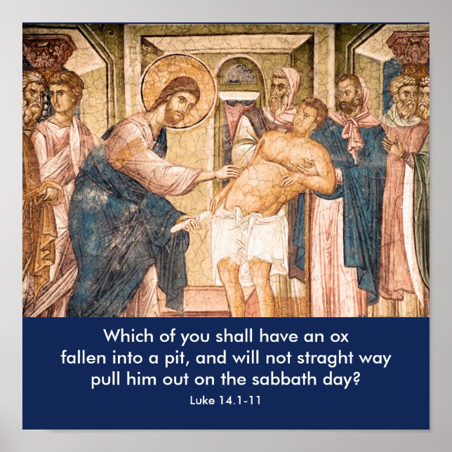 Jesus heilt den Menschen mit Dropsy - Poster (Vorne)