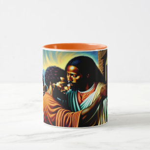 Jesus heilt eine Combo-Tasse des Blinden Menschen Tasse