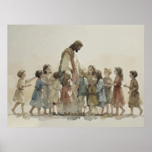 Jesus heißt die Kinder willkommen Poster