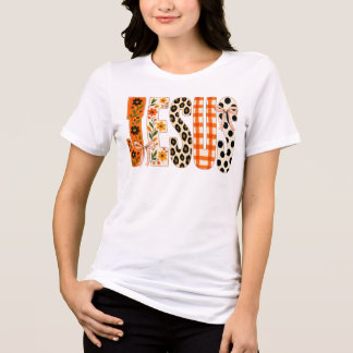 Jesus Herbst-Blumen-Typografie Herbst-Christlich Tri-Blend Shirt